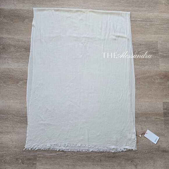 Quince Featherweight Cashmere Silk Scarf 60% and 40% Blend Ivory New With Tags - Picture 13 of 17